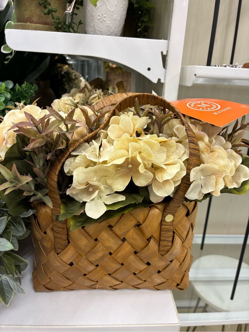 Martha Stewart Cream Hydrangea Basket Arrangement